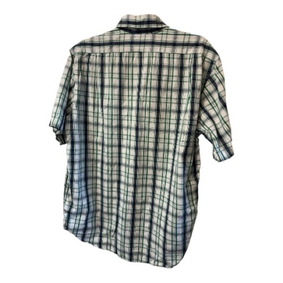 U.S. Polo Assn. Men's Green and Navy Plaid Shirt - Picture 3 of 5